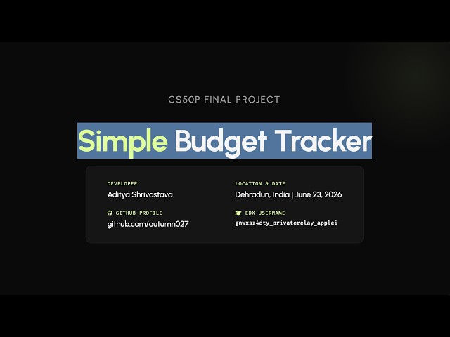 CS50P : Final Project Simple Budget Tracker #CS50 #harvard #python