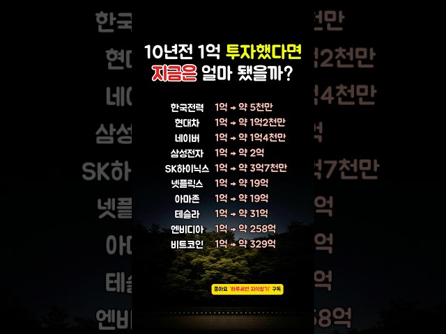 10년 전 1억을 투자했다면 지금 얼마나 되었을까요? 💸