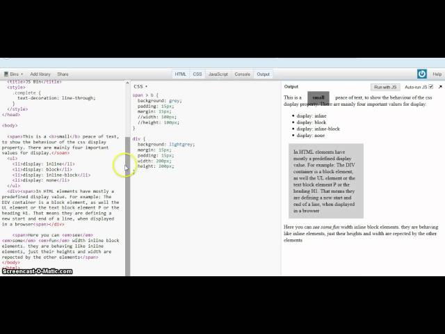CSS display property - display: block, display: inline, display: inline-block