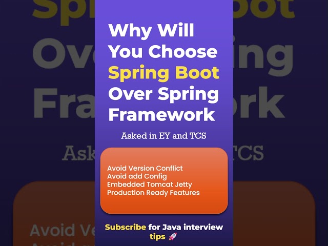 Asked In EY and TCS | Why Spring Boot is preferred over Spring Framework? 🤔 | Java Interview