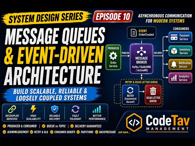 System Design Episode 10: Message Queues & Event-Driven Architecture | Kafka, Pub/Sub, Retry & DLQ