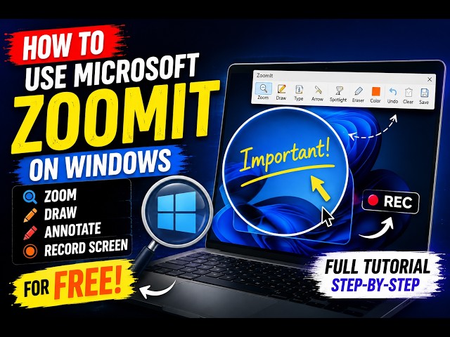 How to Use Microsoft ZoomIt on Windows – Zoom, Draw, Annotate & Record Your Screen for FREE