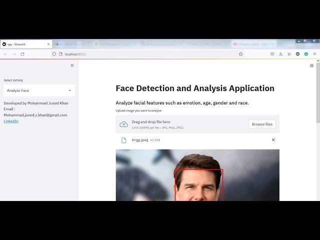 Streamlit face detection and analysis application