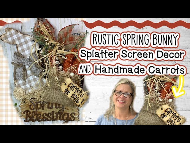 🐰🌾Splatter Screen Spring Bunny Decor and Handmade Carrots