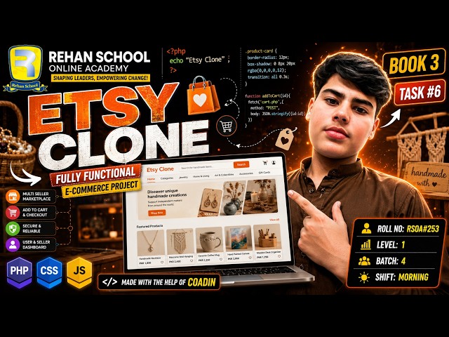 🛍️I Built a Fully Functional Etsy Clone | Coding Book 3 – Task #6 | PHP, CSS & JavaScript | RSOA#253