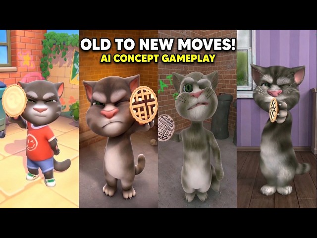 Talking Tom 2010–2026 | All Toms Perform Old to New Moves! AI Concept Gameplay