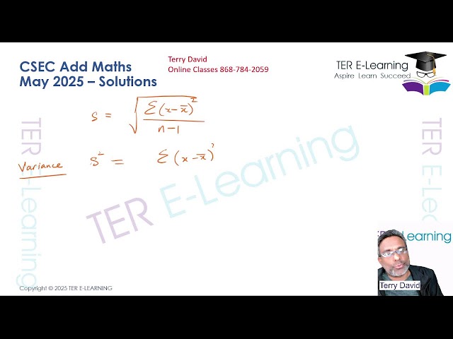 CSEC Add Maths - May 2025 Paper 2 Solutions (Terry David)