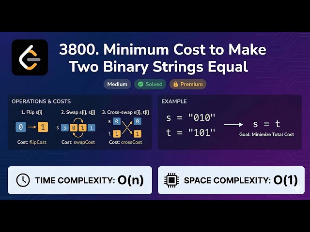 3800. Minimum Cost to Make Two Binary Strings Equal | Leetcode