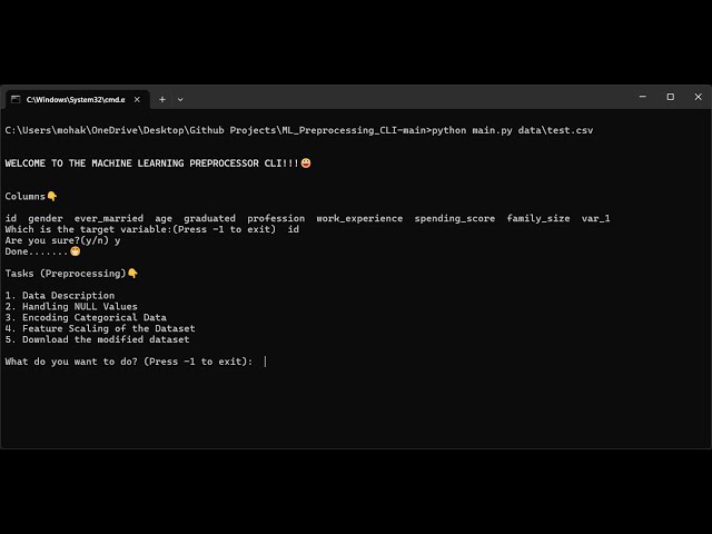 ML Preprocessing CLI Demo