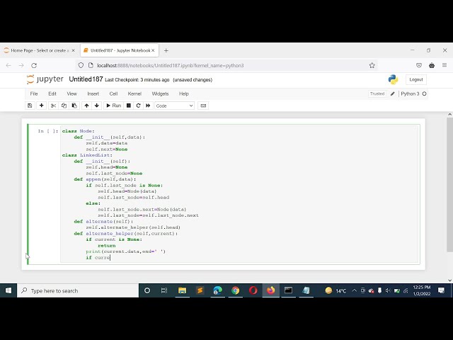 Python Program to Print the Alternate Nodes in a Linked List using Recursion