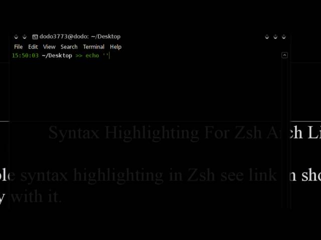 Syntax Highlighting For Zsh Arch GNU / Linux