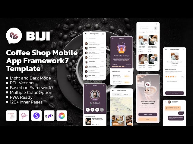 Biji - Coffee Shop Mobile App Framework7 Template #application #template