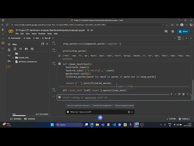 🚀 Project 21: Sentiment Analysis using SentimentIntensityAnalyzer (VADER)