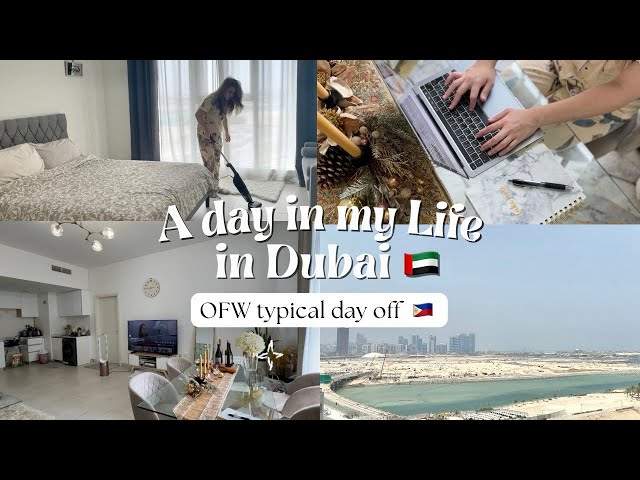 LIVING IN DUBAI 🇦🇪 OFW life typical day off, cleaning, gym, skincare, filipino food in Abu Dhabi