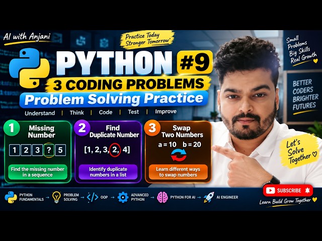Python Tutorial #9 | 3 Python Coding Problems | Problem Solving Practice