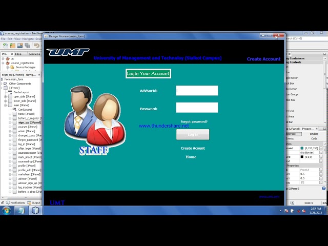 course registration full video in java with sql database in Net beans