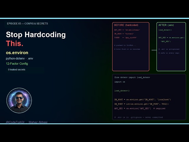 Stop Hardcoding Secrets — Python Environment Variables & .env Files Explained | Ep 65