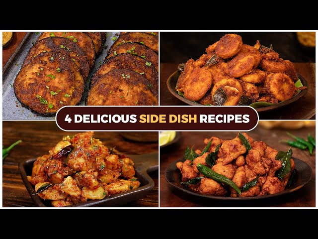 4 Easy Side Dish Recipes | Veg Side Dish | Side Dish for Rice | Side Dish for Veg Pulao