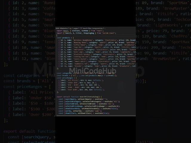 Search Filter Component #nextjs #react #tailwindcss #webdev #frontend