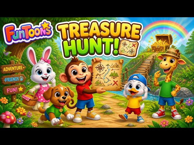 Max & Friends Find Treasure! 💰🌈 | Fun Rhyme with Max the Monkey | FunToons