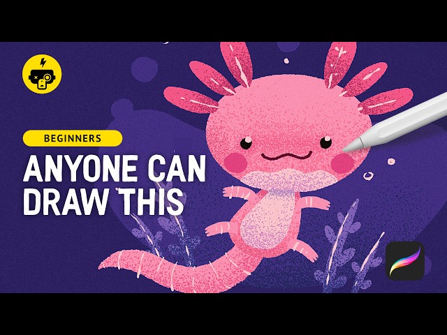 Draw a Cute Axolotl in Procreate | Easy Beginner Tutorial