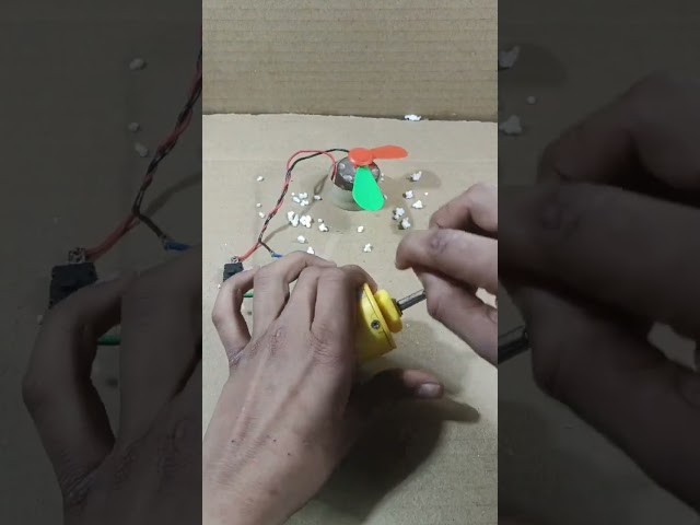 Watch how a DC motor fan runs using a gear motor