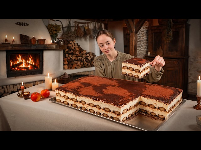 Making a Giant Tiramisu By Hand in My Cozy Cottage