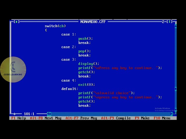 Data structure | Stack 'pop operation' | CodeLearning