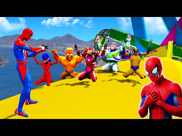 Spider-man vs Iron man, Venom on the Sky Ramp Battle | Epic GTA V New Stunt Race Championship!
