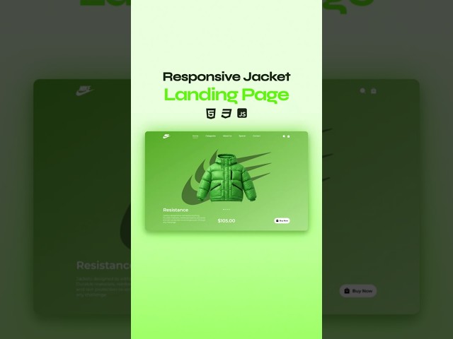Responsive Jacket Landing Page Using HTML, CSS & JavaScript #html #css #javascript