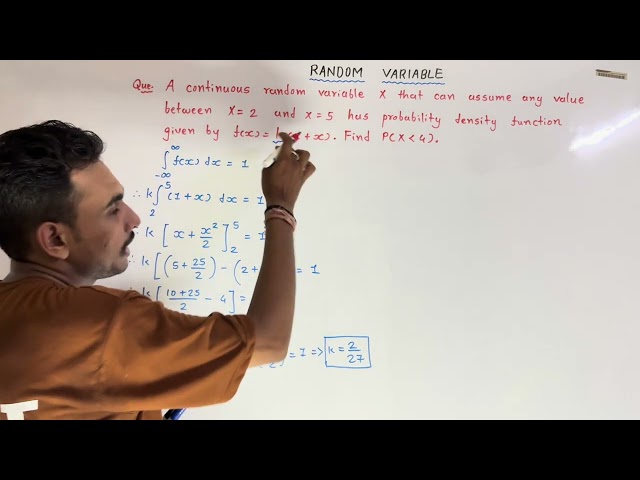 A continuous random variable X that can assume any value between x = 2 and x = 5 has pdf given by