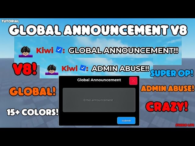 Global Announcement V8😈|| Studio Lite Tutorial #roblox 