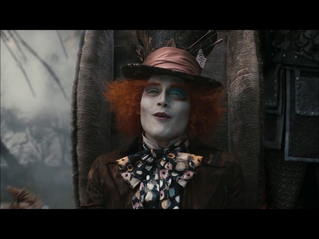 hatter hides alice from the knave - alice in wonderland 2010 scene