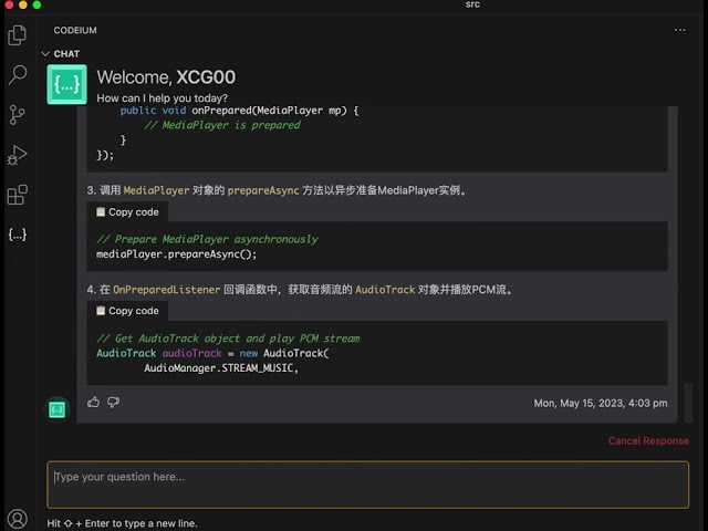 使用Codeium辅助编写代码实例