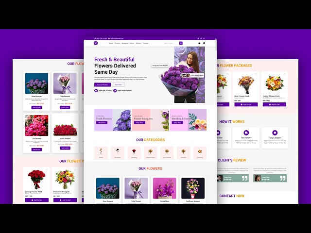 Complete Responsive Flower Website Using HTML CSS & JS | DM 007