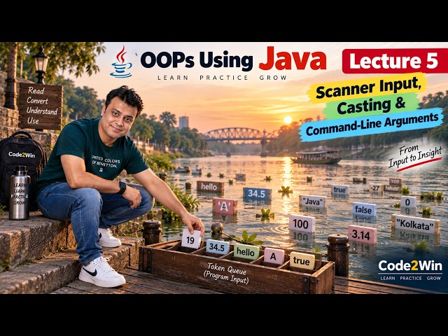 🎓 OOPs Using Java Lecture 5: Scanner Input, Casting & Command-Line Arguments 🔥 | Code2Win