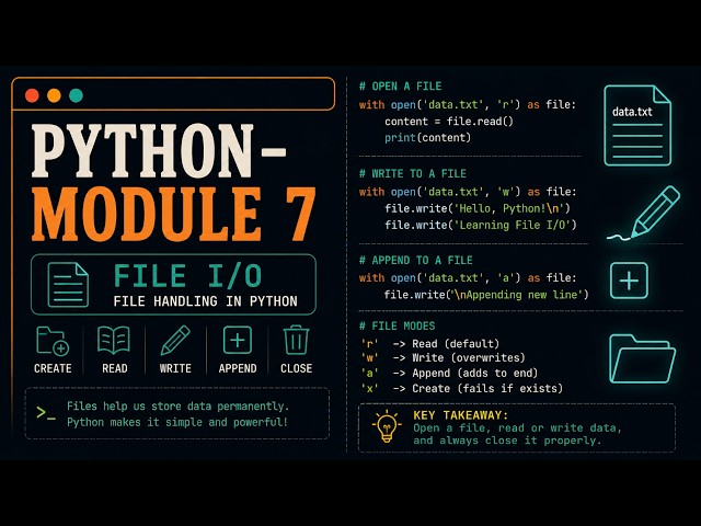 Python File Handling in Python | Read, Write & Create Files | Module 7 | okpython
