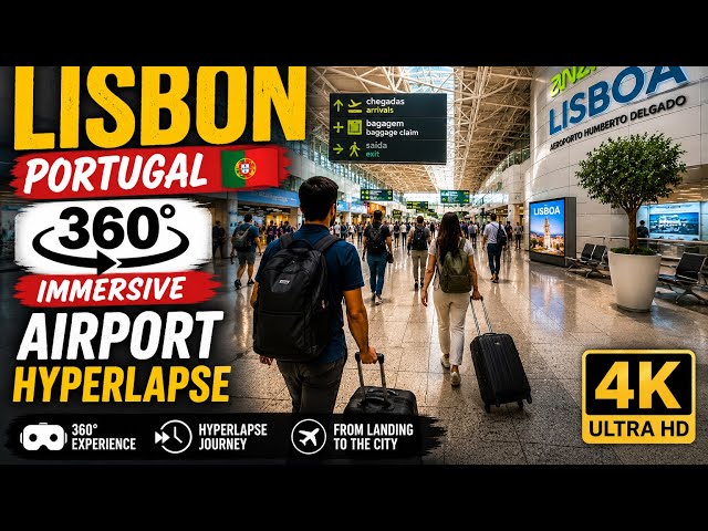 Arriving in Lisbon Portugal 🇵🇹 | 360° Immersive Airport Hyperlapse