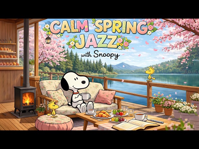 Calm Spring Jazz with Snoopy 🌸 Morning Jazz for Calm and Bright Moments