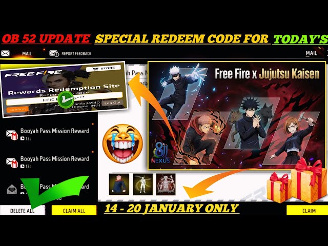 FREE FIRE REDEEM CODE TODAY  JANUARY REDEEM CODE FREE FIRE | FF REDEEM CODE TODAY 15 JANUARY 