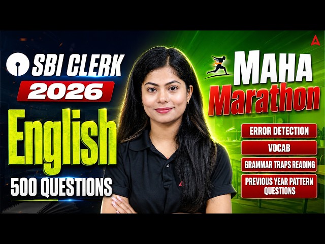 SBI Clerk 2026 English Maha Marathon | 500 Questions | Error Detection, Vocab, Grammar & More