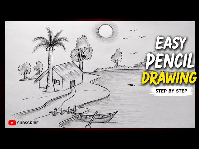 For Beginners - Easy Landscape Sketch || Step by Step || Easy Sketch 