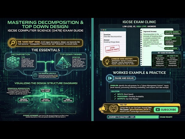 Decomposition and Top Down Design Exam Tips Computer Science 0478 | IGCSE | Ace The Exam