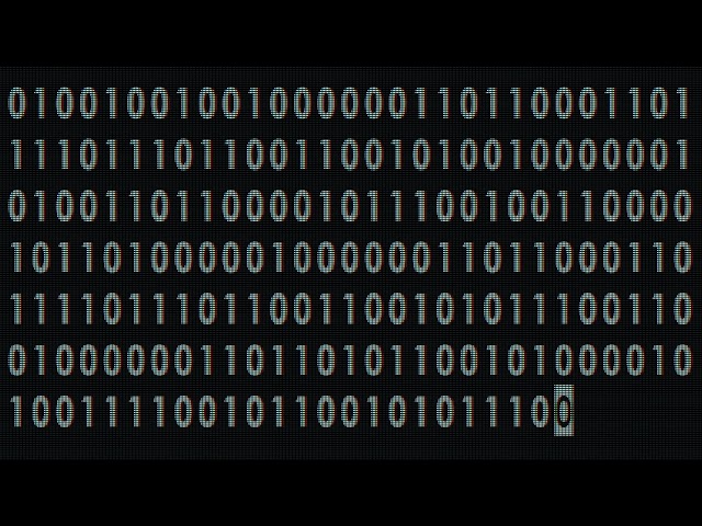 1 hour Screensaver binary code on LCD screen  Background Video Loop Animation no sound