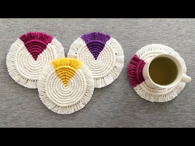 DIY como hacer POSAVASOS 🍵 en MACRAME (paso a paso) | DIY Macrame Coasters