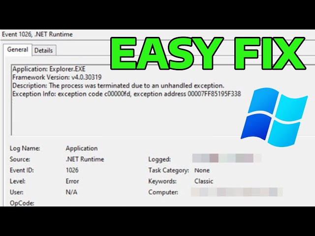 How To Fix .NET Runtime Error 1026, Exception Code c00000fd in Windows