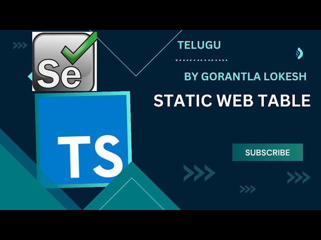Part 17: Handle Static Web Table using Selenium Typescript | #telugu #selenium #typescript #static
