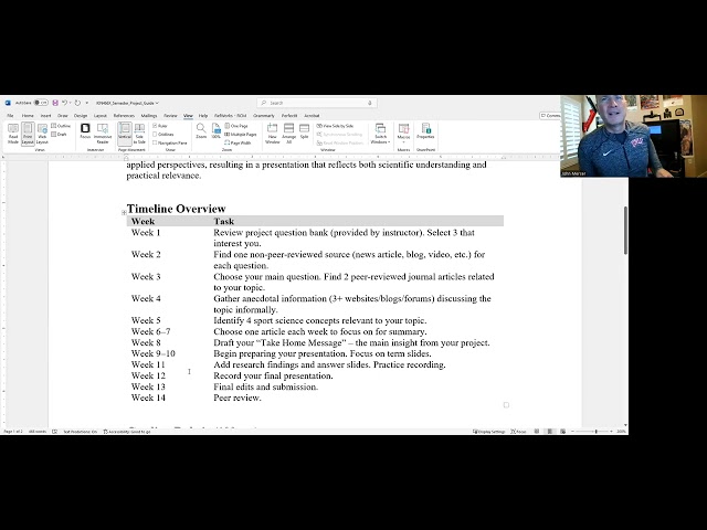 KIN 466X: Semester Project Guide