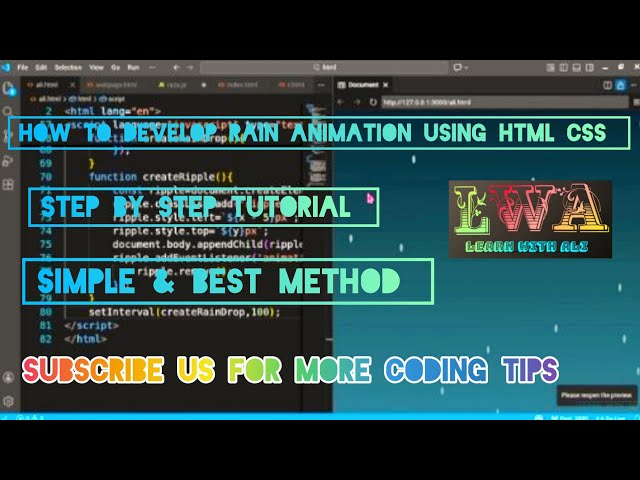 How to Develop Rain Animation Using HTML CSS and JavaScript step by step tutorial 
