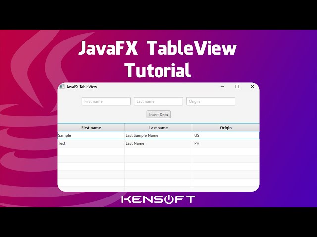 TableView in JavaFX Tutorial for Beginners | INSERT DATA